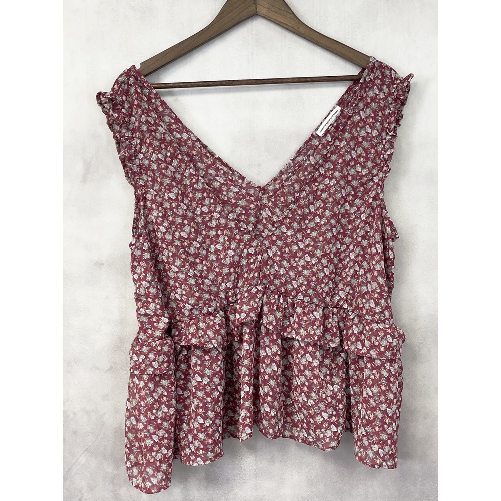 American Eagle Floral Peplum Top Womens XL Flowy Ruffle Cottagecore Boho Dainty